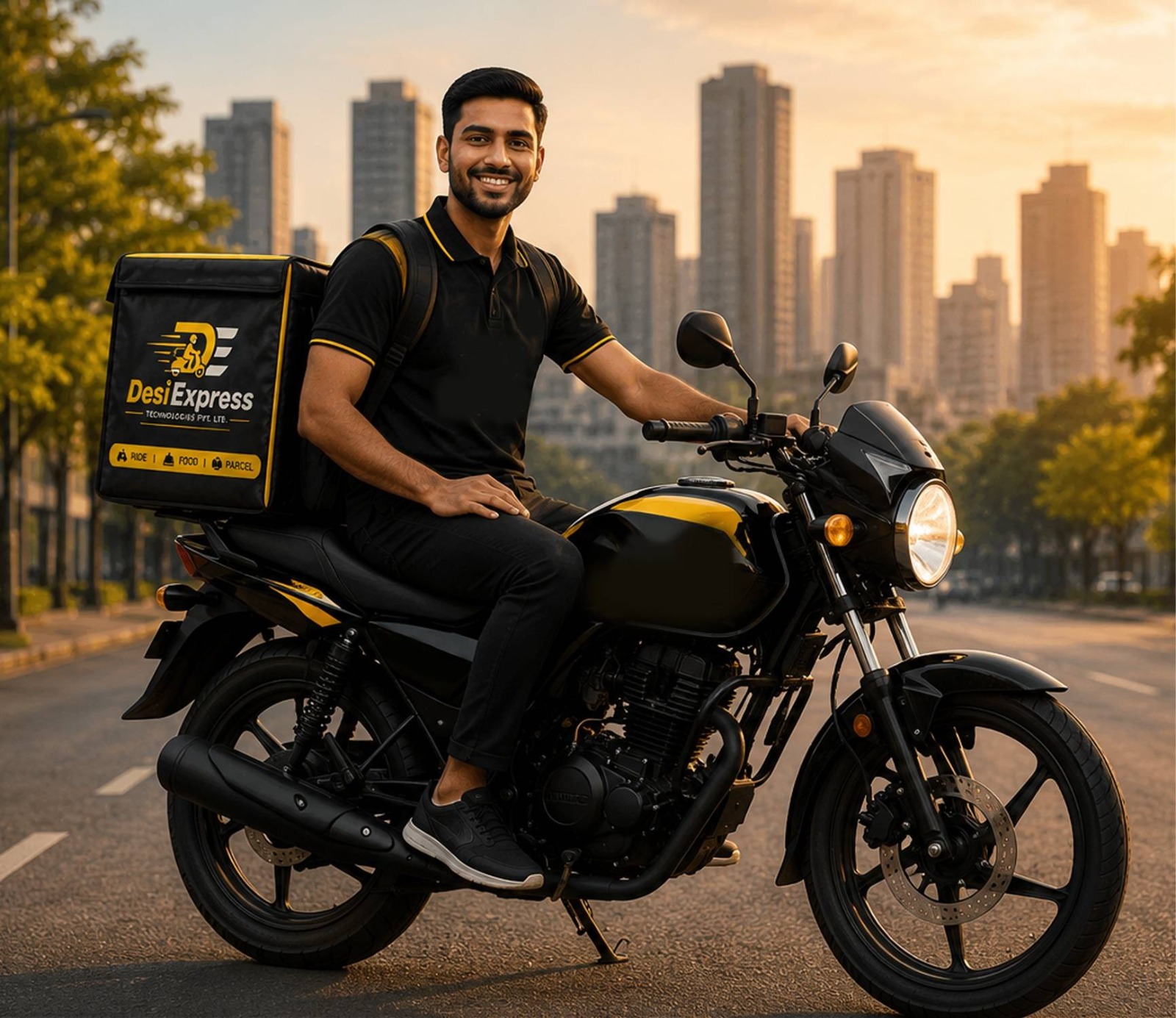 Desi Express parcel delivery rider